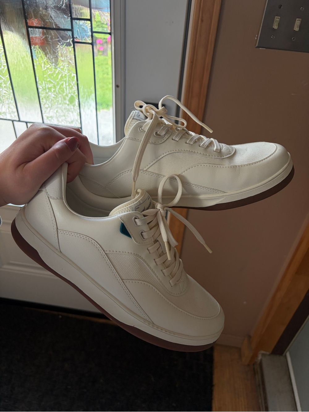 Vessi Men's Off-White Sneakers with Brown Sole